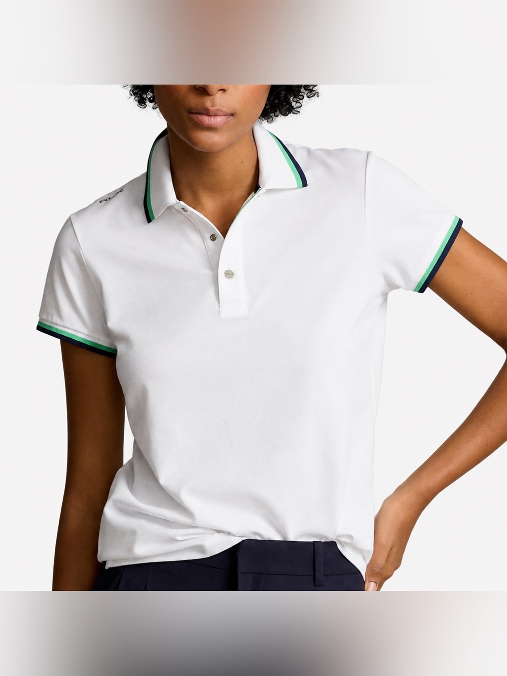 NWT$110 RLX Ralph Lauren W’s Val Tour Pique Polo Shirt Tailored Fit White Medium